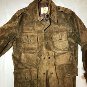 B Genuine Leather Suede Outer Layer Jacket Brown